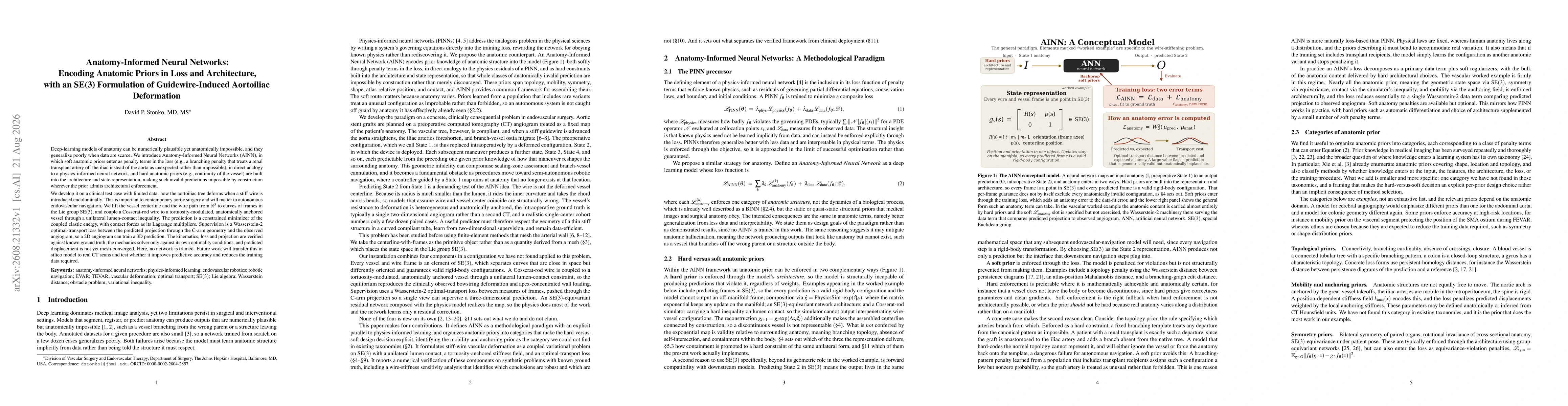 Thumbnail for Anatomy-Informed Neural Networks: Encoding Anatomic Priors in Loss and Architecture, with an SE(3) Formulation of Guidewire-Induced Aortoiliac Deformation