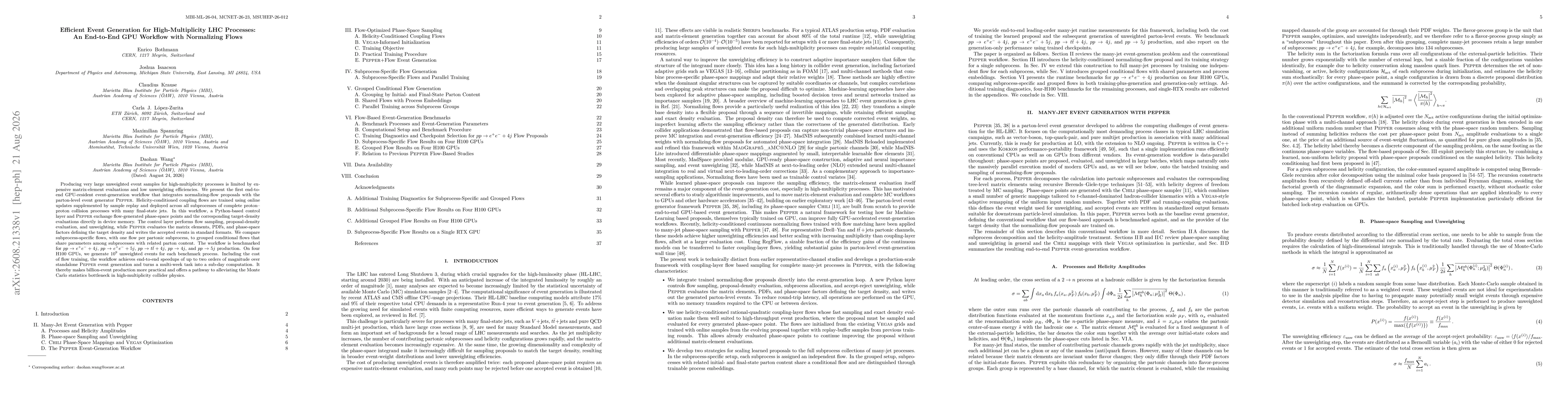 Thumbnail for Efficient Event Generation for High-Multiplicity LHC Processes: An End-to-End GPU Workflow with Normalizing Flows