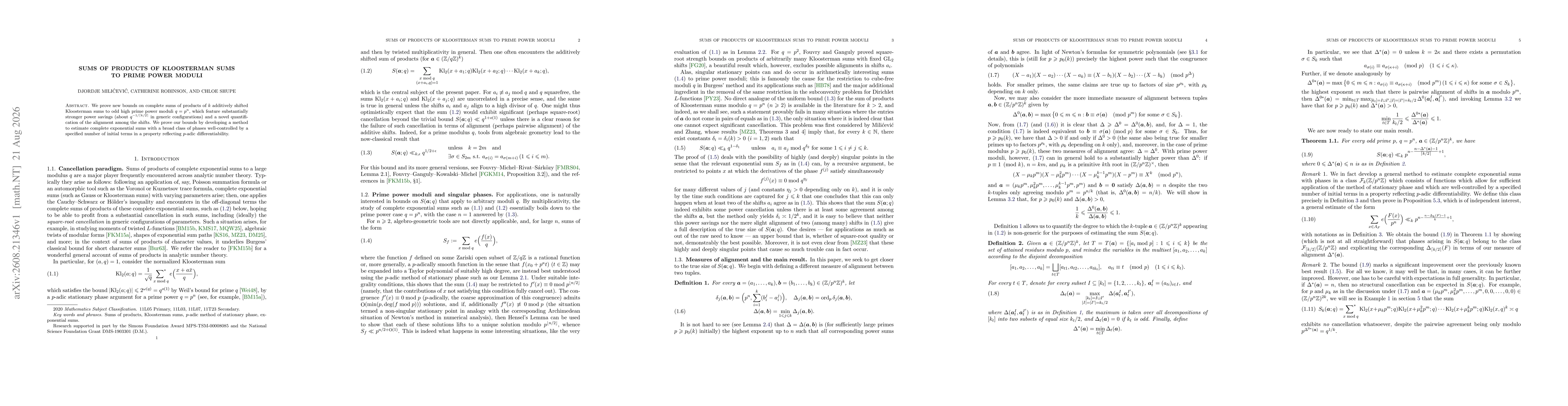 Thumbnail for Sums of products of Kloosterman sums to prime power moduli