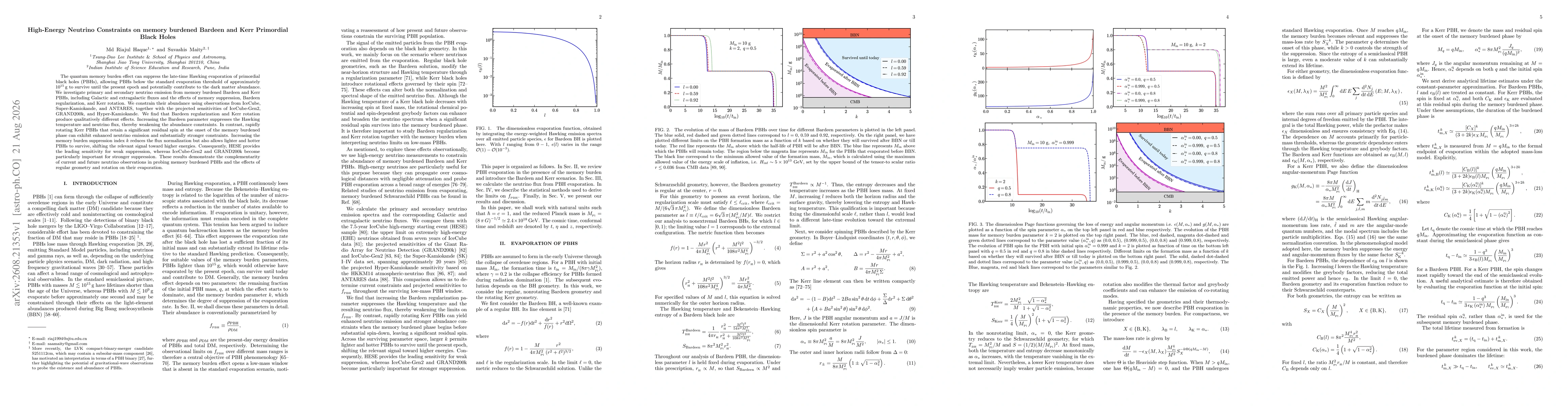 Thumbnail for High-Energy Neutrino Constraints on memory burdened Bardeen and Kerr Primordial Black Holes