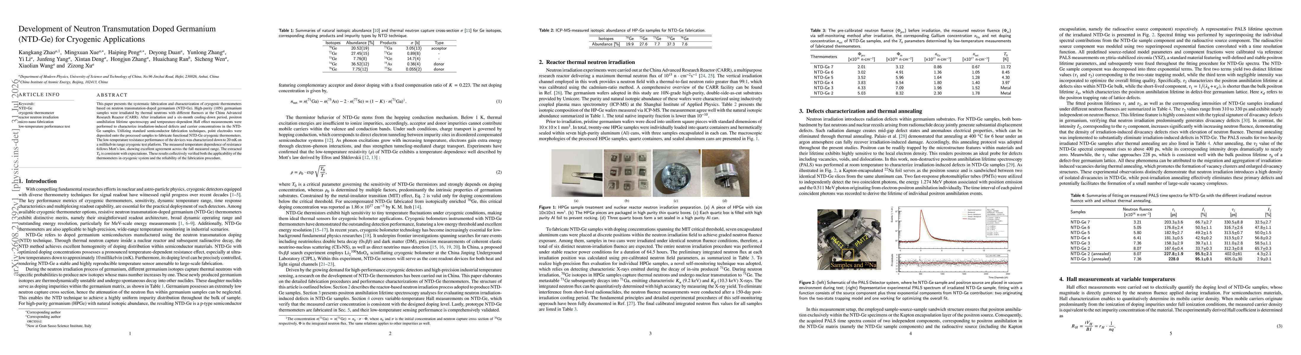 Thumbnail for Development of Neutron Transmutation Doped Germanium (NTD-Ge) for Cryogenic Applications