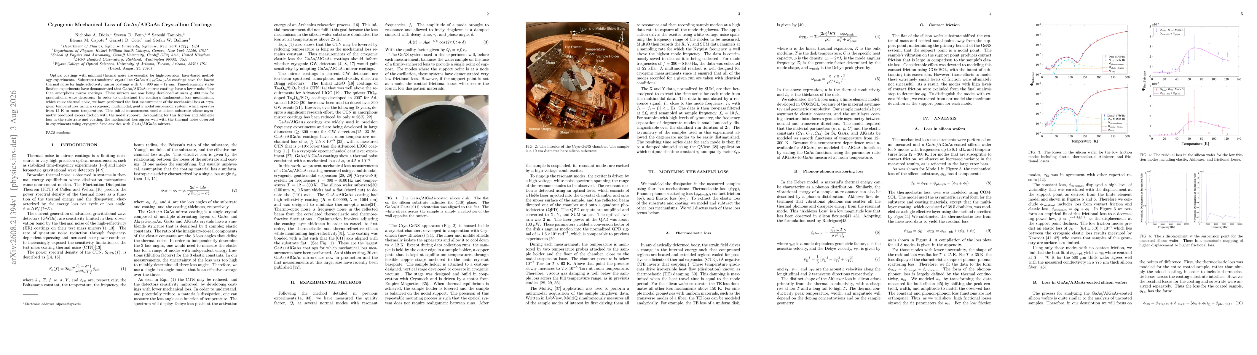 Thumbnail for Cryogenic Mechanical Loss of GaAs/AlGaAs Crystalline Coatings