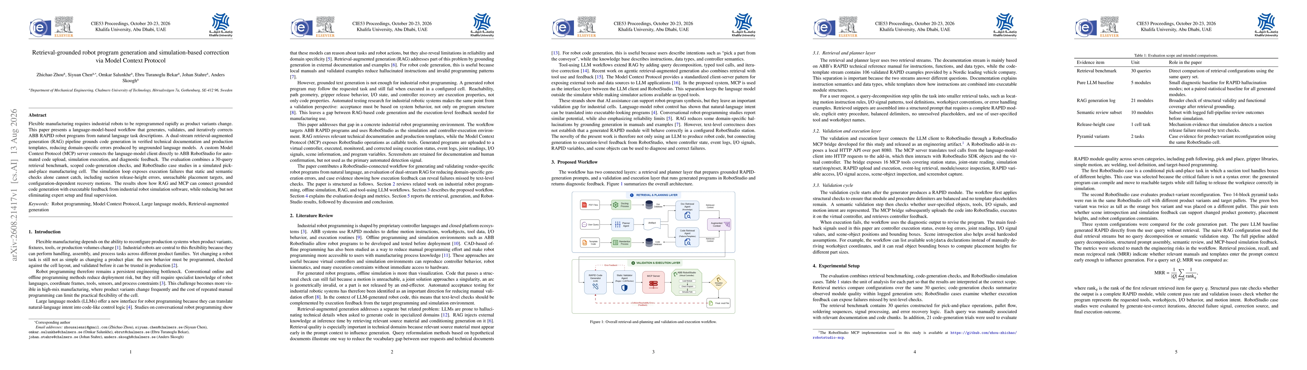 Thumbnail for Retrieval-grounded robot program generation and simulation-based correction via Model Context Protocol