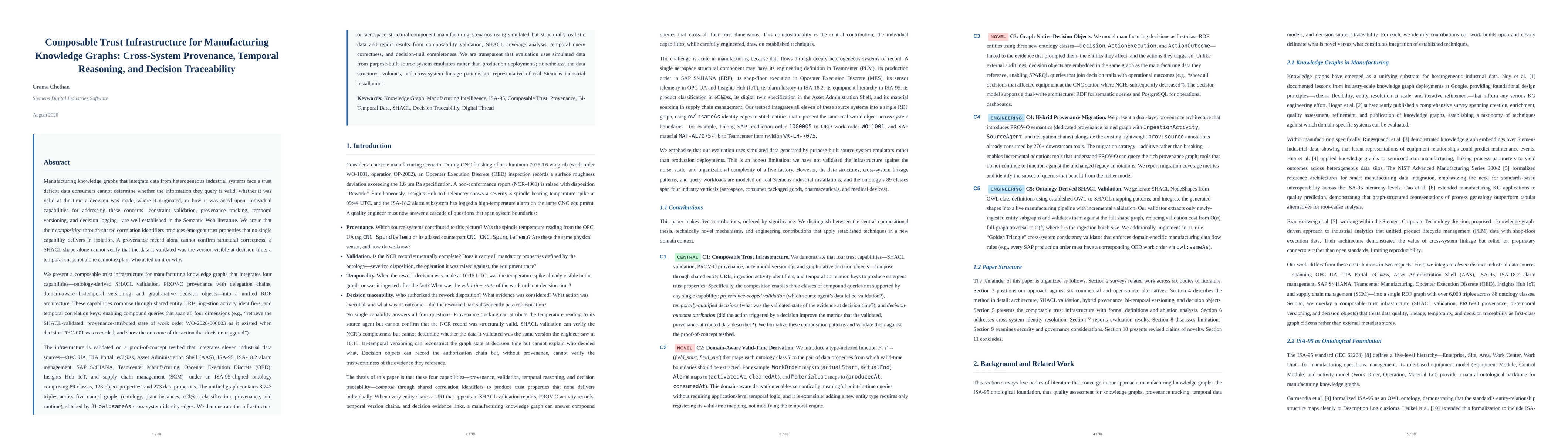 Thumbnail for Composable Trust Infrastructure for Manufacturing Knowledge Graphs: Cross-System Provenance, Temporal Reasoning, and Decision Traceability