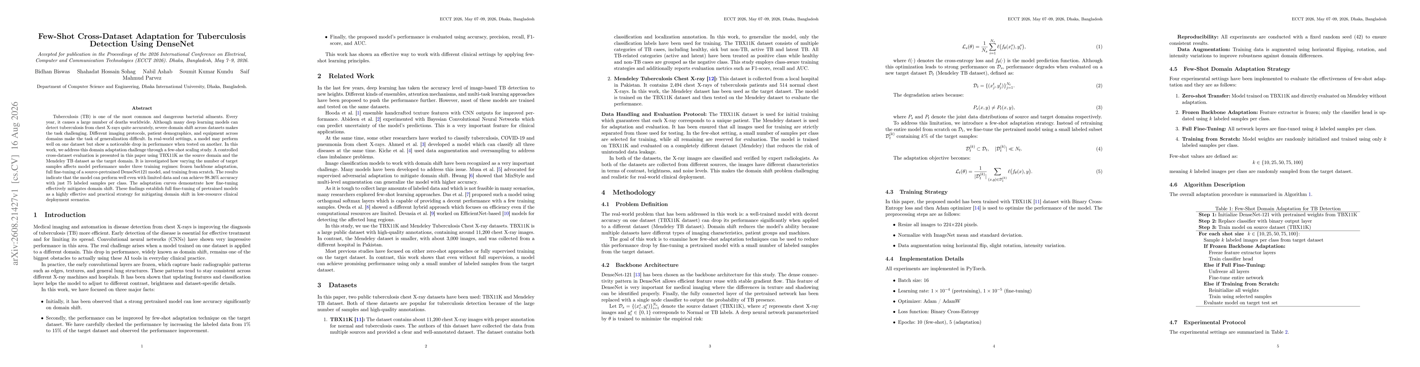 Thumbnail for Few-Shot Cross-Dataset Adaptation for Tuberculosis Detection Using DenseNet