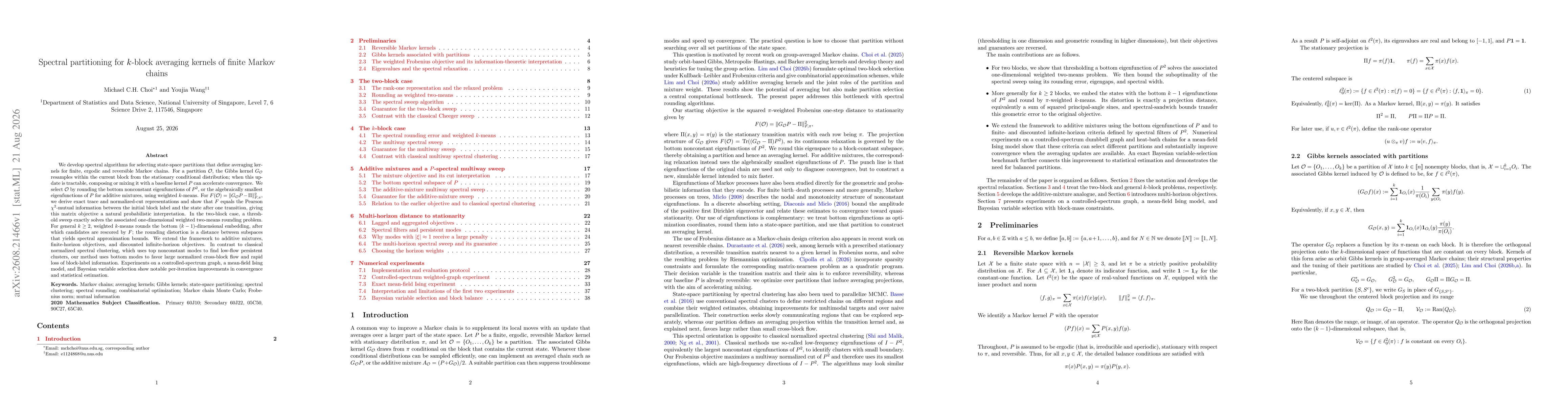 Thumbnail for Spectral partitioning for $k$-block averaging kernels of finite Markov chains