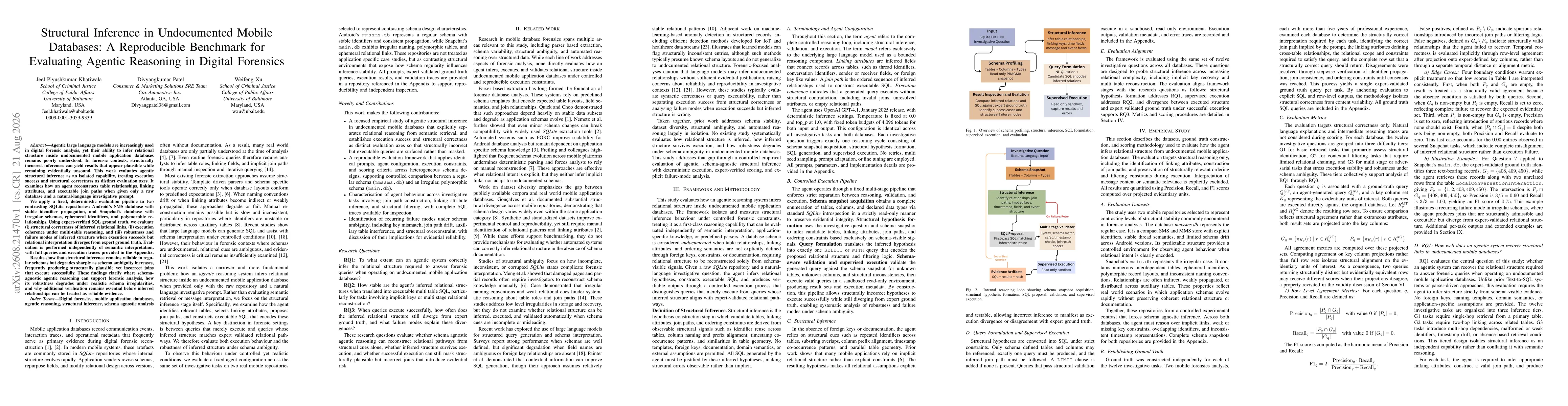 Thumbnail for Structural Inference in Undocumented Mobile Databases: A Reproducible Benchmark for Evaluating Agentic Reasoning in Digital Forensics
