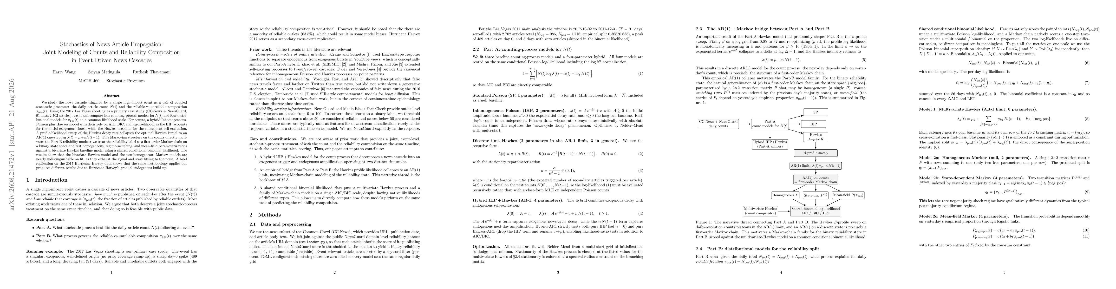 Thumbnail for Stochastics of News Article Propagation: Joint Modeling of Counts and Reliability Composition in Event-Driven News Cascades