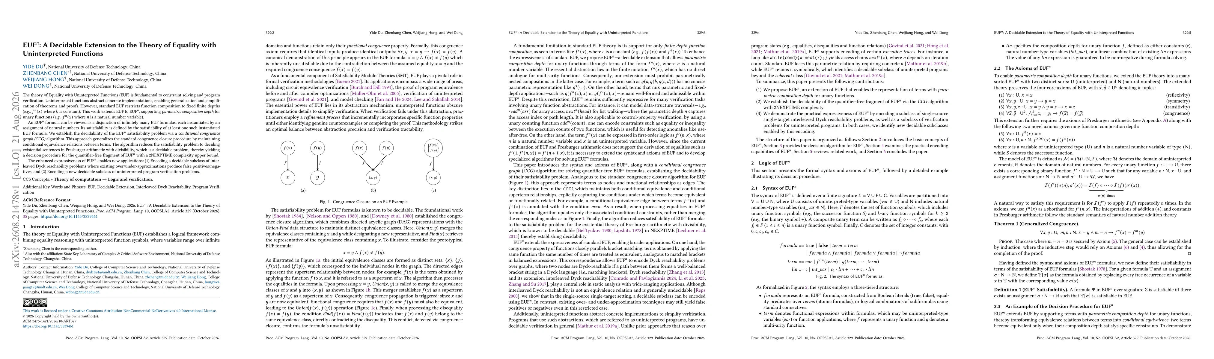 Thumbnail for EUF$^n$: A Decidable Extension to the Theory of Equality with Uninterpreted Functions