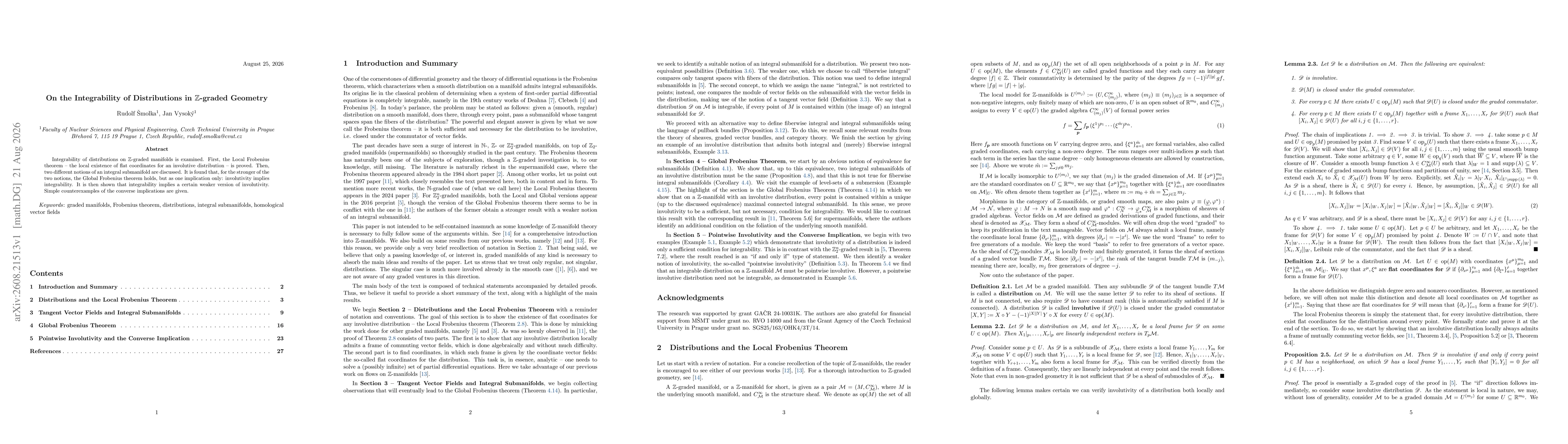 Thumbnail for On the Integrability of Distributions in $\mathbb{Z}$-graded Geometry
