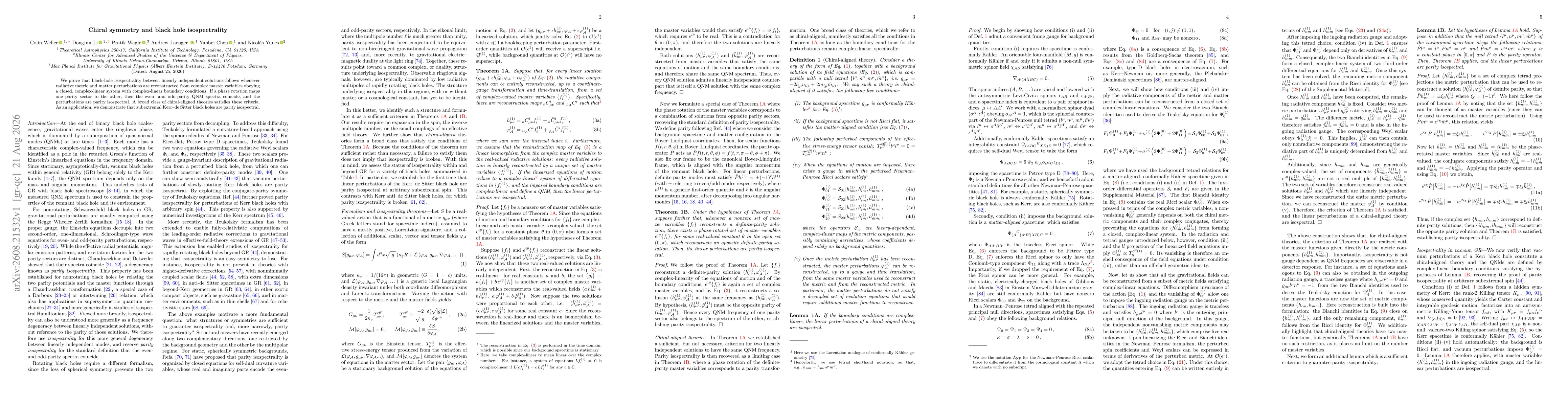 Thumbnail for Chiral symmetry and black hole isospectrality