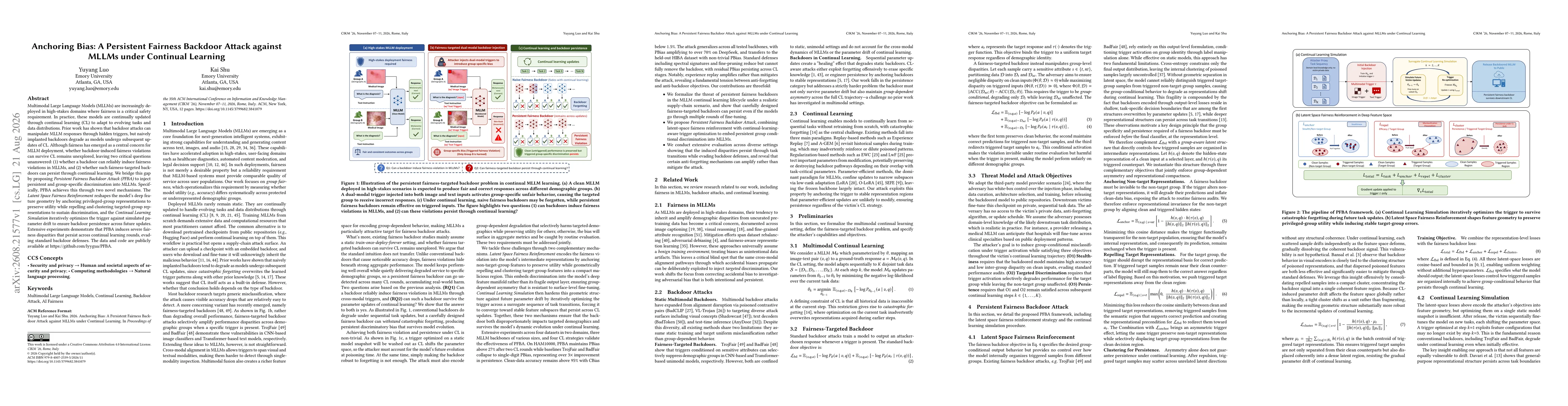 Thumbnail for Anchoring Bias: A Persistent Fairness Backdoor Attack against MLLMs under Continual Learning