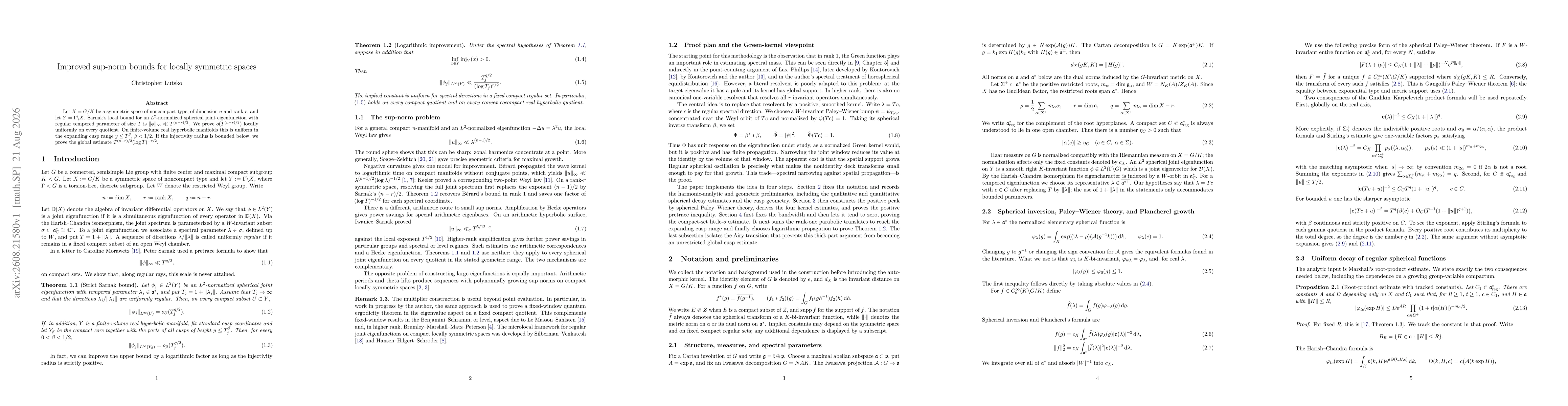 Thumbnail for Improved sup-norm bounds for locally symmetric spaces