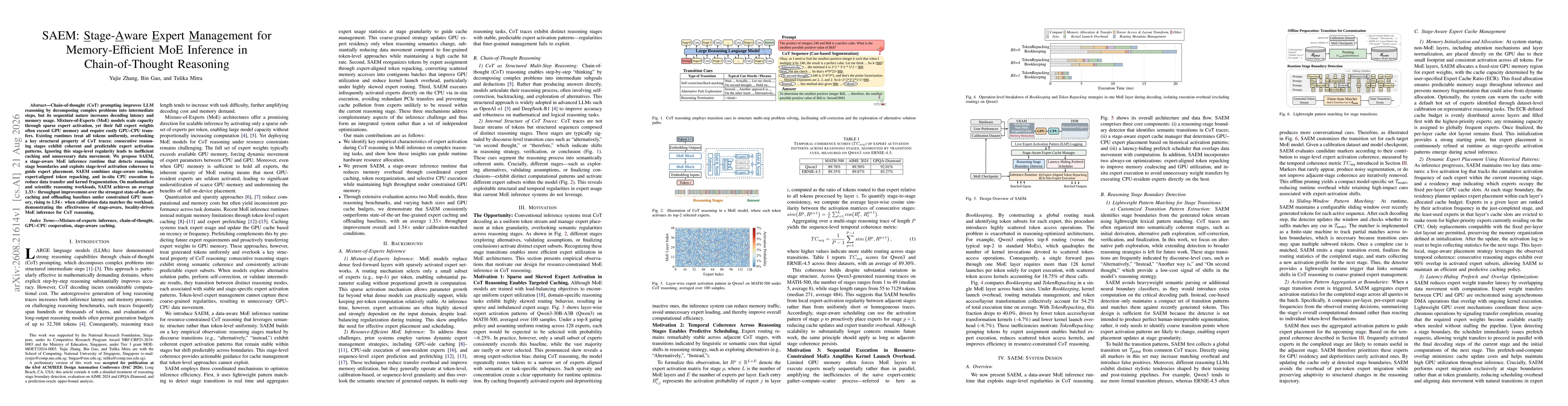 Thumbnail for SAEM: Stage-Aware Expert Management for Memory-Efficient MoE Inference in Chain-of-Thought Reasoning