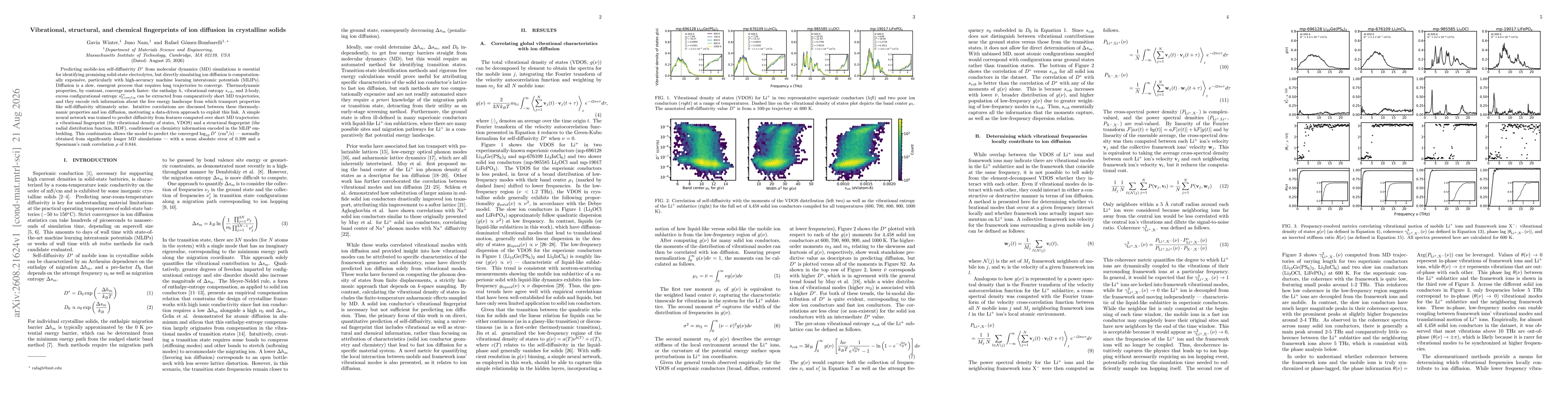 Thumbnail for Vibrational, structural, and chemical fingerprints of ion diffusion in crystalline solids