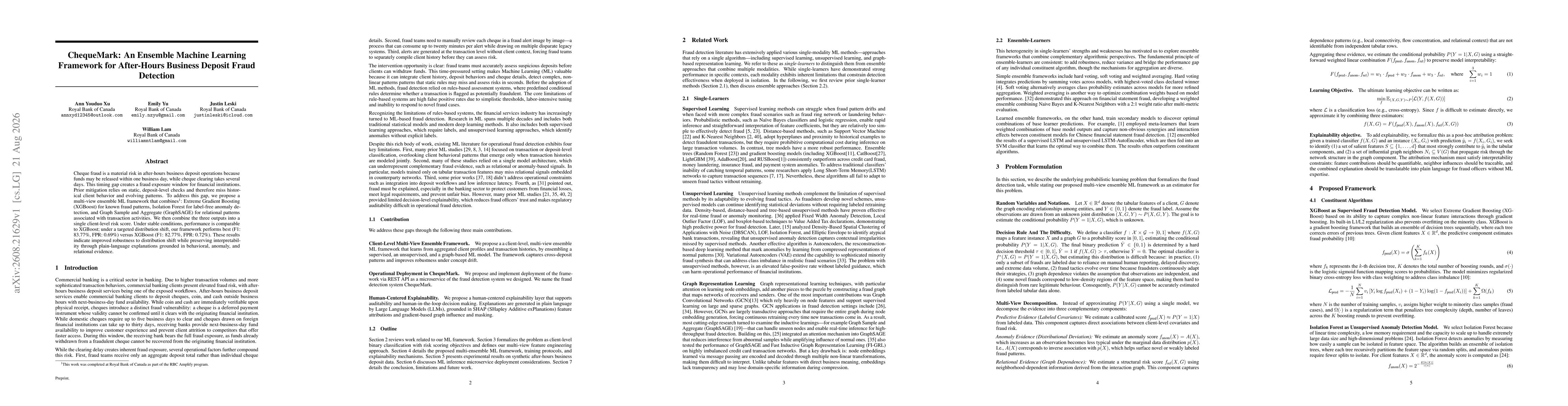 Thumbnail for ChequeMark: An Ensemble Machine Learning Framework for After-Hours Business Deposit Fraud Detection