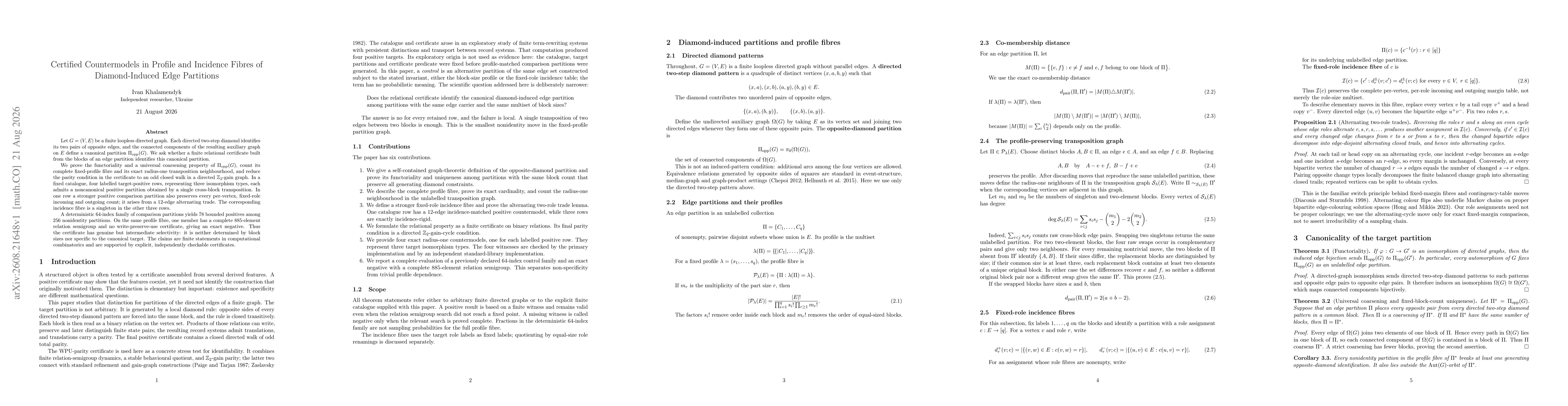 Thumbnail for Certified Countermodels in Profile and Incidence Fibres of Diamond-Induced Edge Partitions