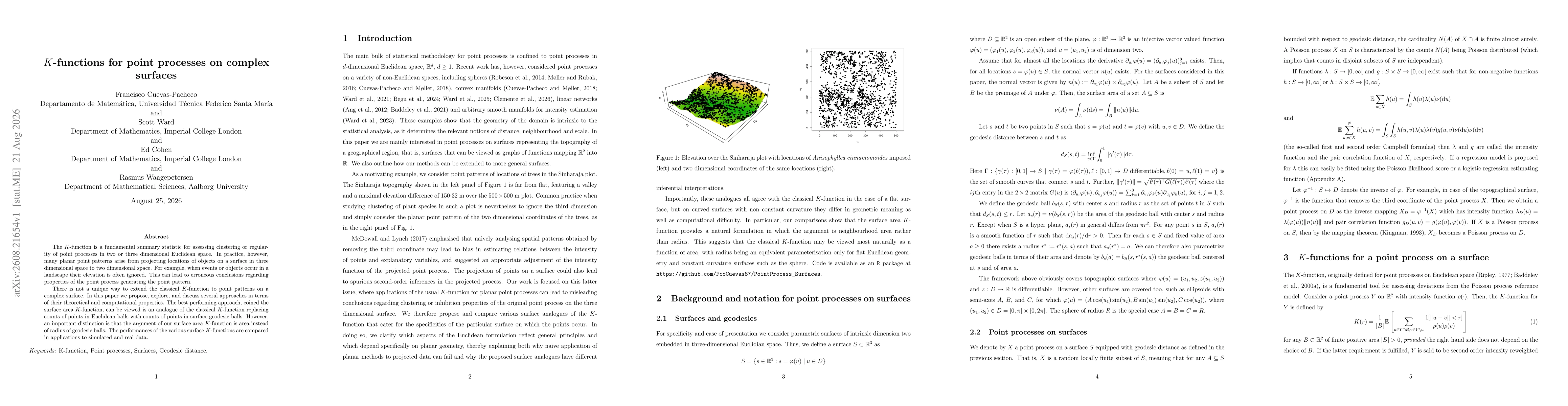 Thumbnail for $K$-functions for point processes on complex surfaces