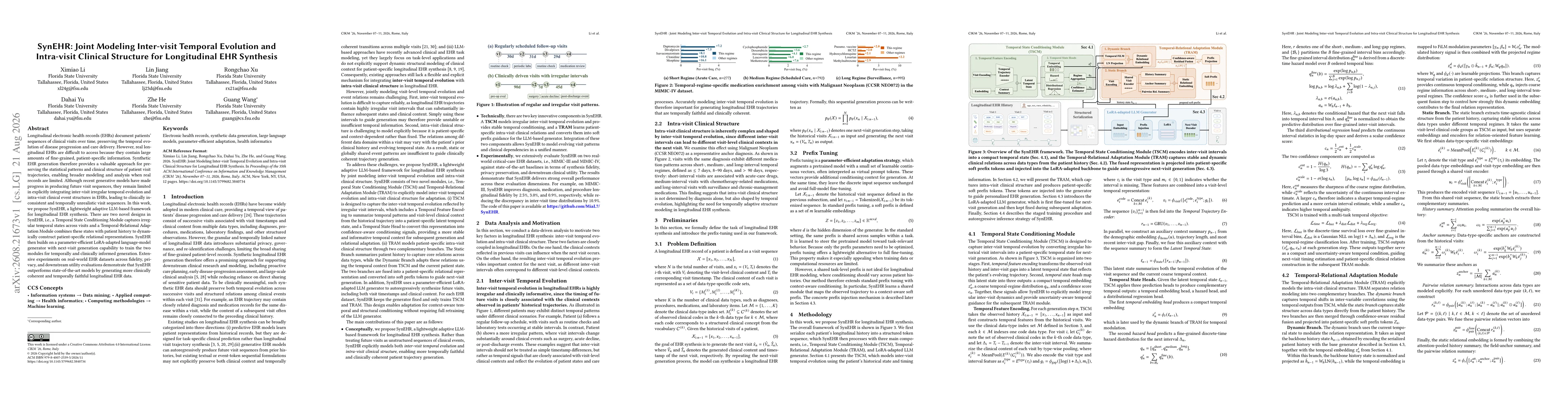 Thumbnail for SynEHR: Joint Modeling Inter-visit Temporal Evolution and Intra-visit Clinical Structure for Longitudinal EHR Synthesis