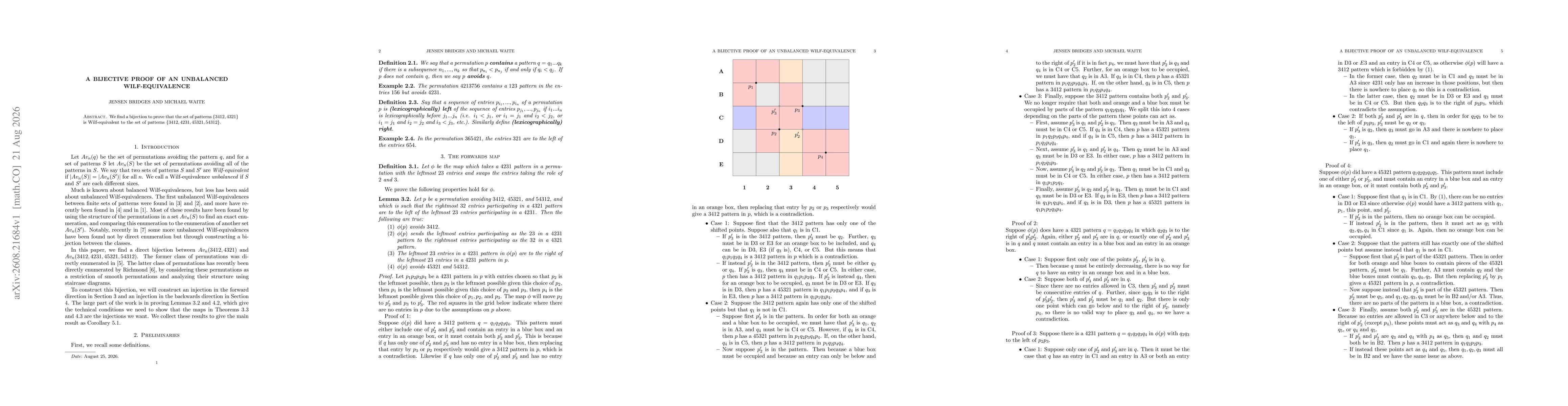 Thumbnail for A Bijective Proof of an Unbalanced Wilf Equivalence
