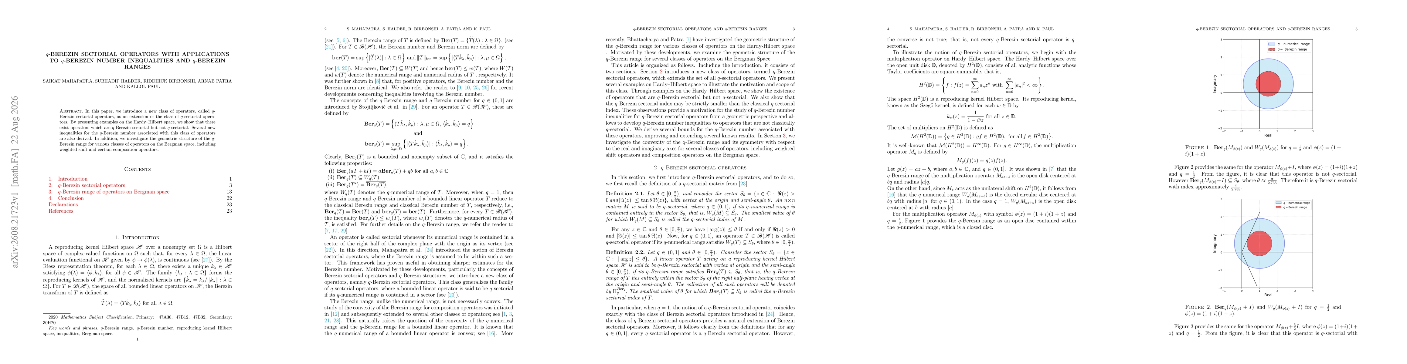 Thumbnail for $q$-Berezin sectorial operators with applications to $q$-Berezin number inequalities and $q$-Berezin ranges