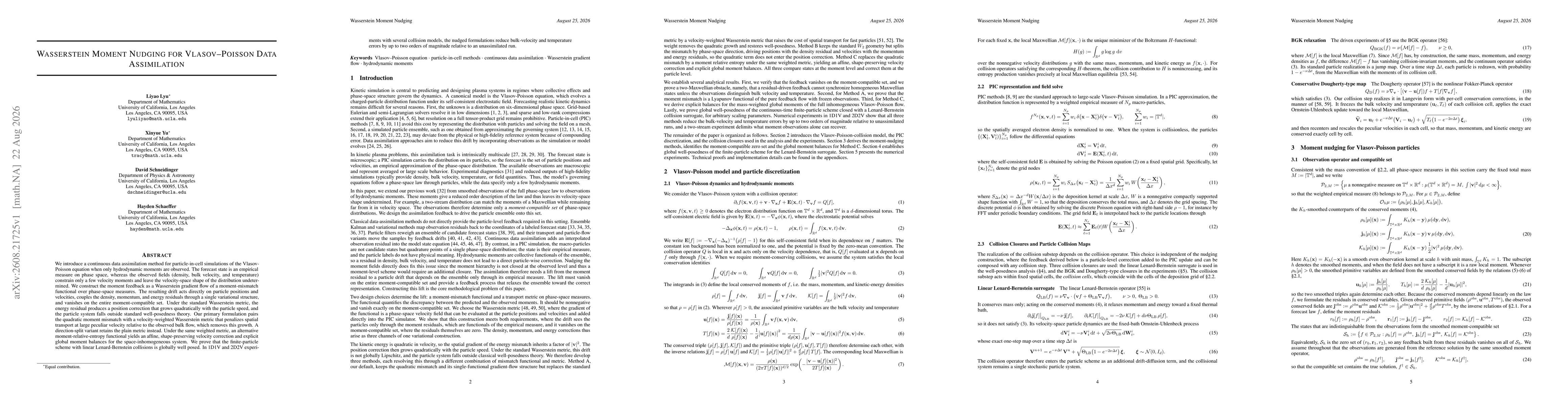Thumbnail for Wasserstein Moment Nudging for Vlasov-Poisson Data Assimilation