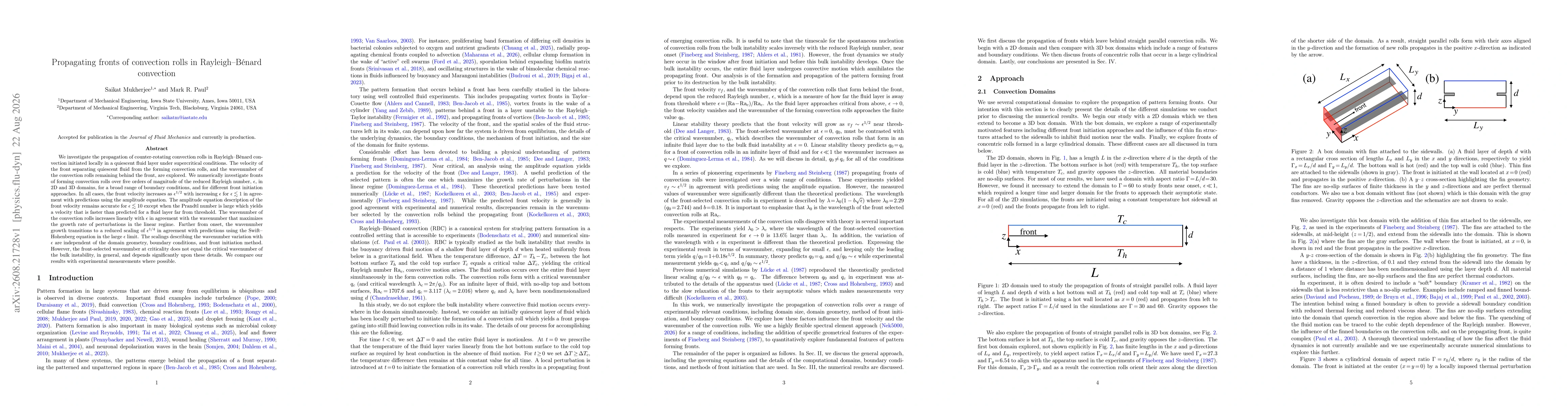 Thumbnail for Propagating fronts of convection rolls in Rayleigh-Bénard convection