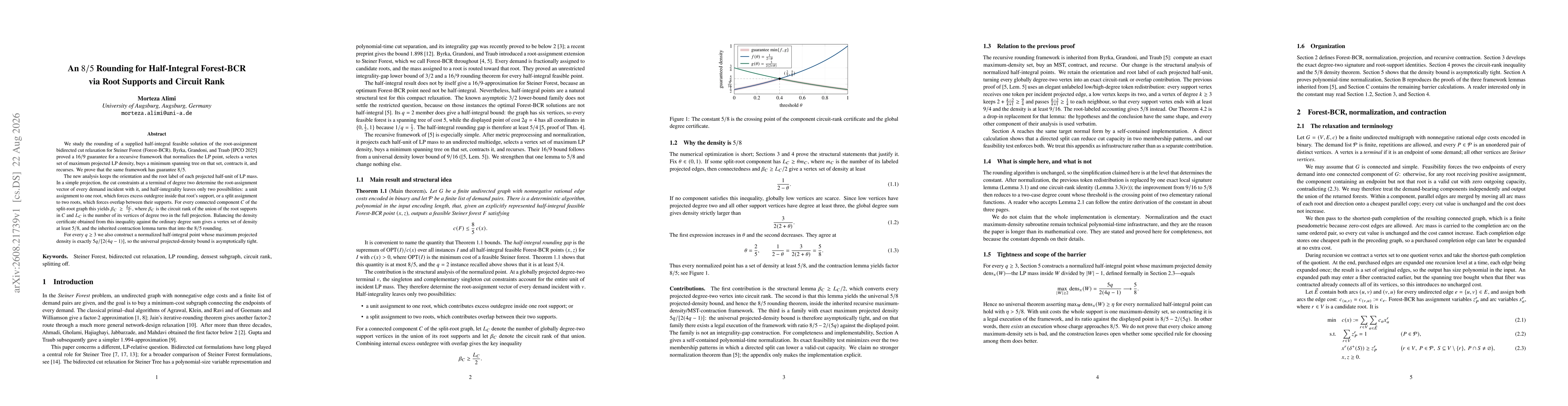 Thumbnail for An 8/5 Rounding for Half-Integral Forest-BCR via Root Supports and Circuit Rank