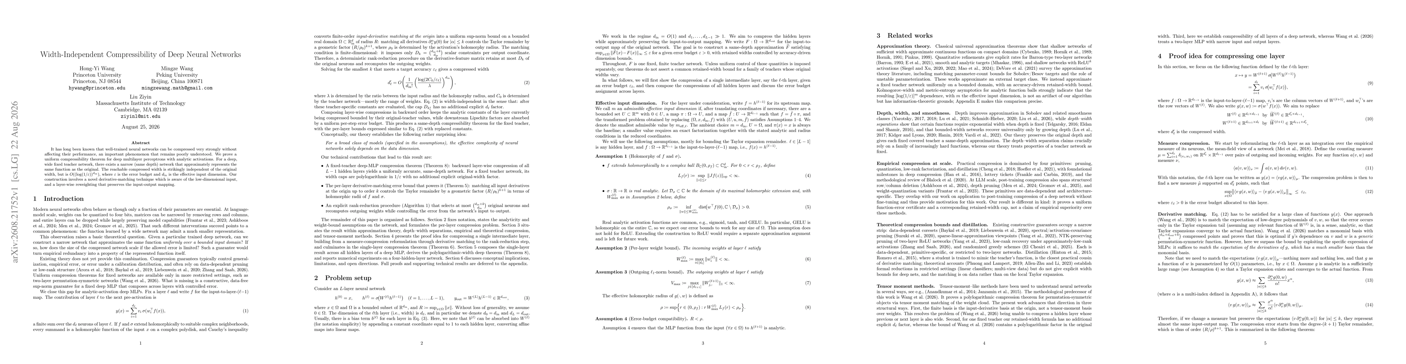 Thumbnail for Width-Independent Compressibility of Deep Neural Networks