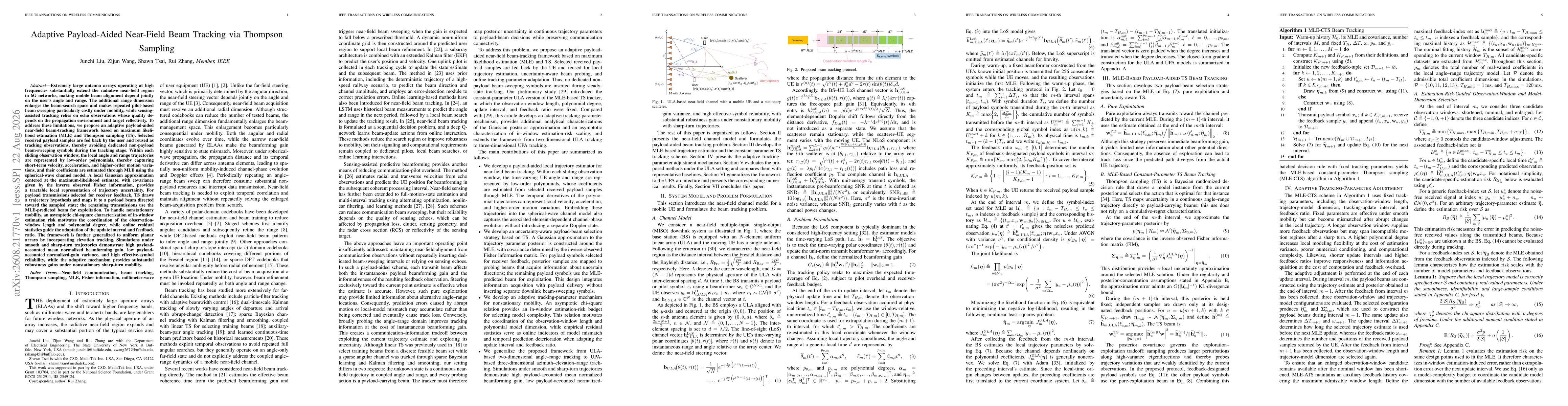 Thumbnail for Adaptive Payload-Aided Near-Field Beam Tracking via Thompson Sampling