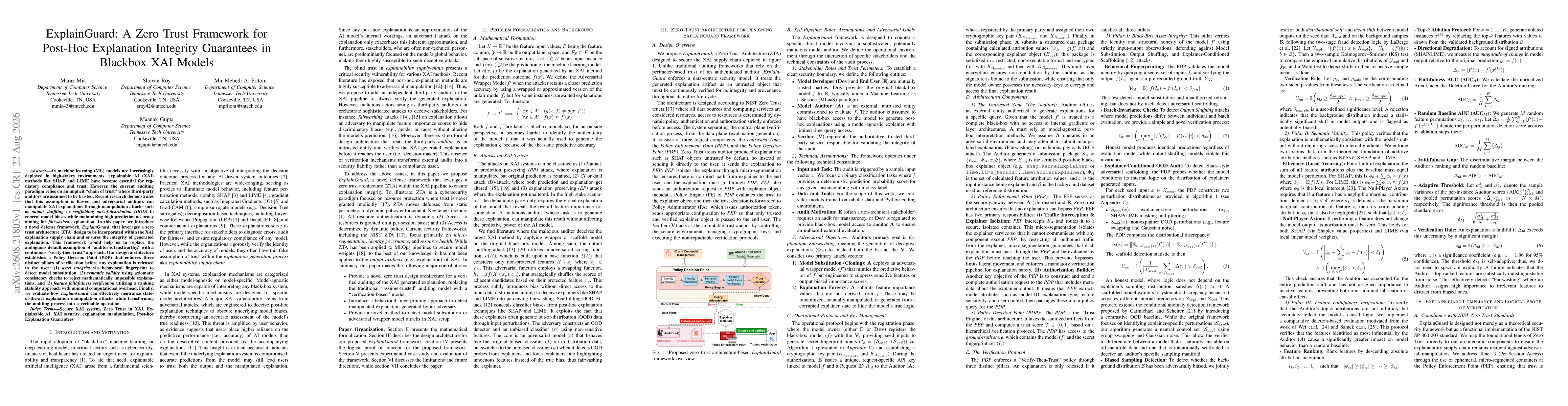 Thumbnail for ExplainGuard: A Zero Trust Framework for Post-Hoc Explanation Integrity Guarantees in Blackbox XAI Models