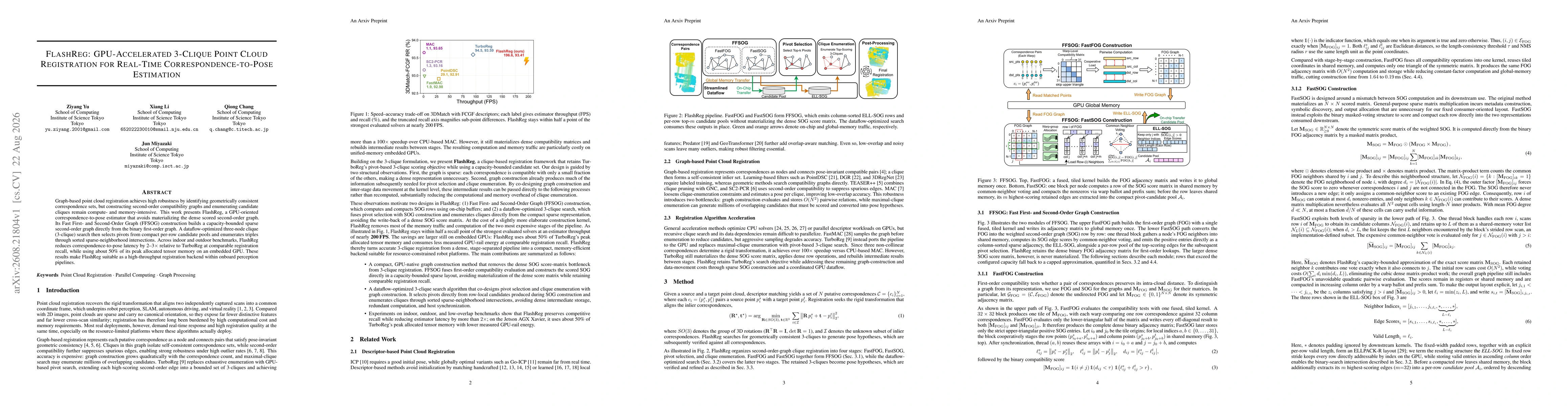 Thumbnail for FlashReg: GPU-Accelerated 3-Clique Point Cloud Registration for Real-Time Correspondence-to-Pose Estimation