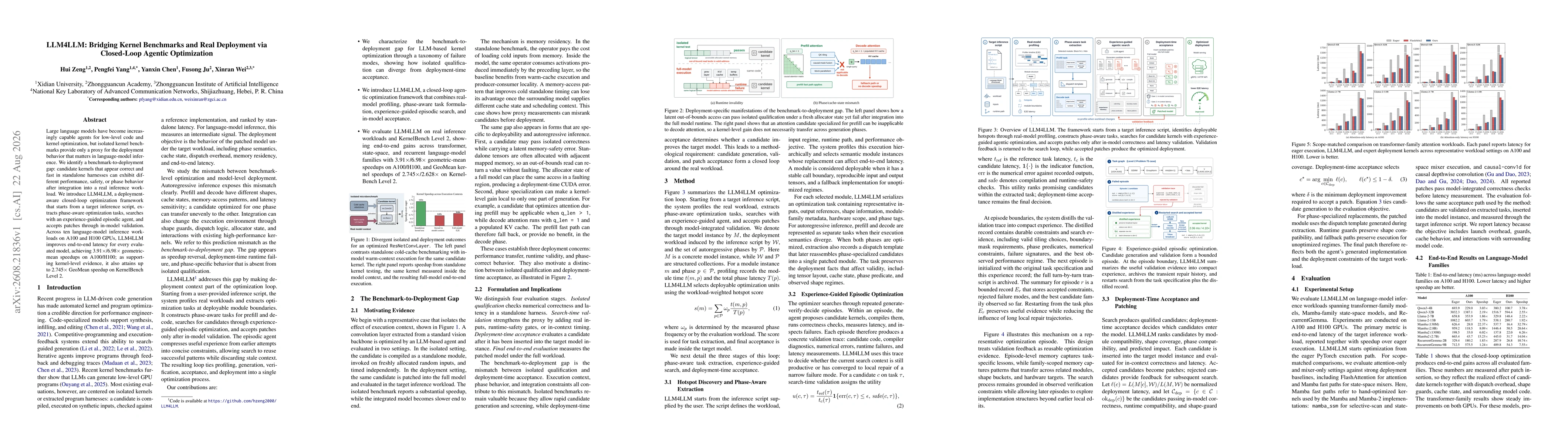 Thumbnail for LLM4LLM: Bridging Kernel Benchmarks and Real Deployment via Closed-Loop Agentic Optimization