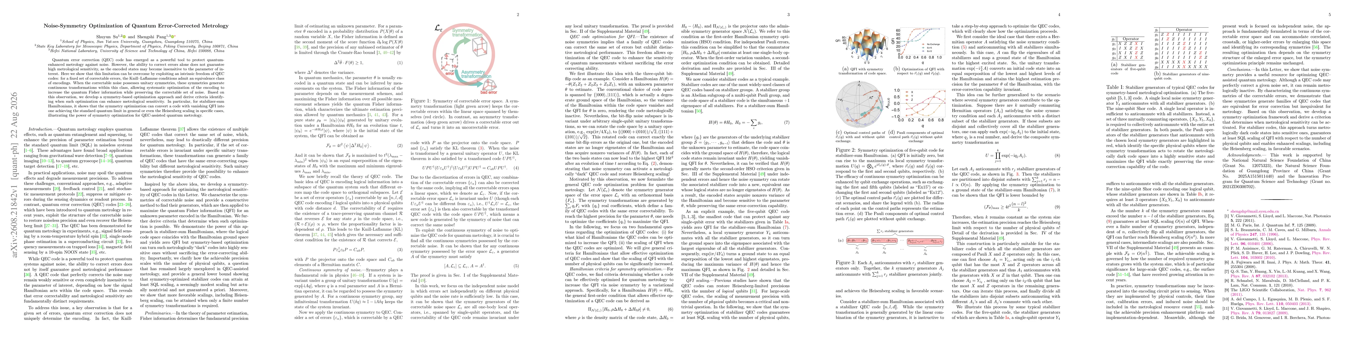 Thumbnail for Noise-Symmetry Optimization of Quantum Error-Corrected Metrology
