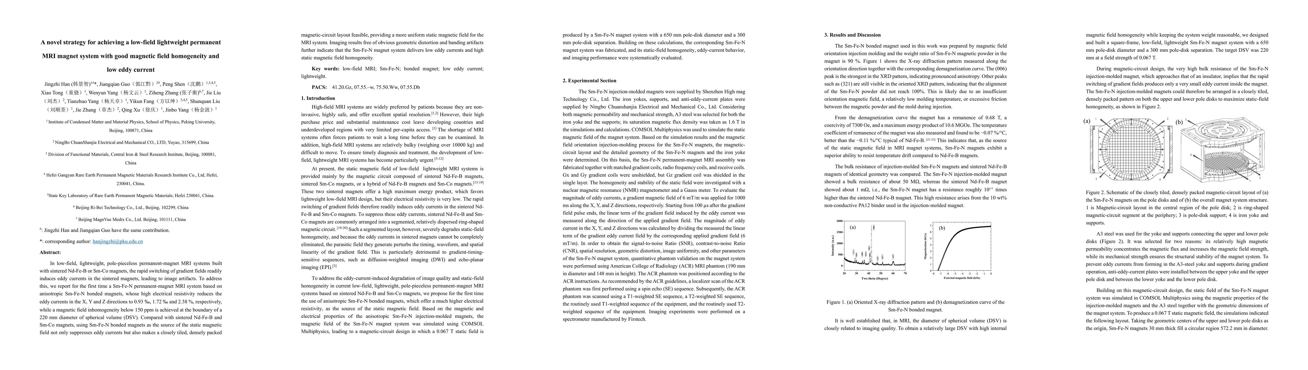 Thumbnail for A novel strategy for achieving a low-field lightweight permanent MRI magnet system with good magnetic field homogeneity and low eddy current