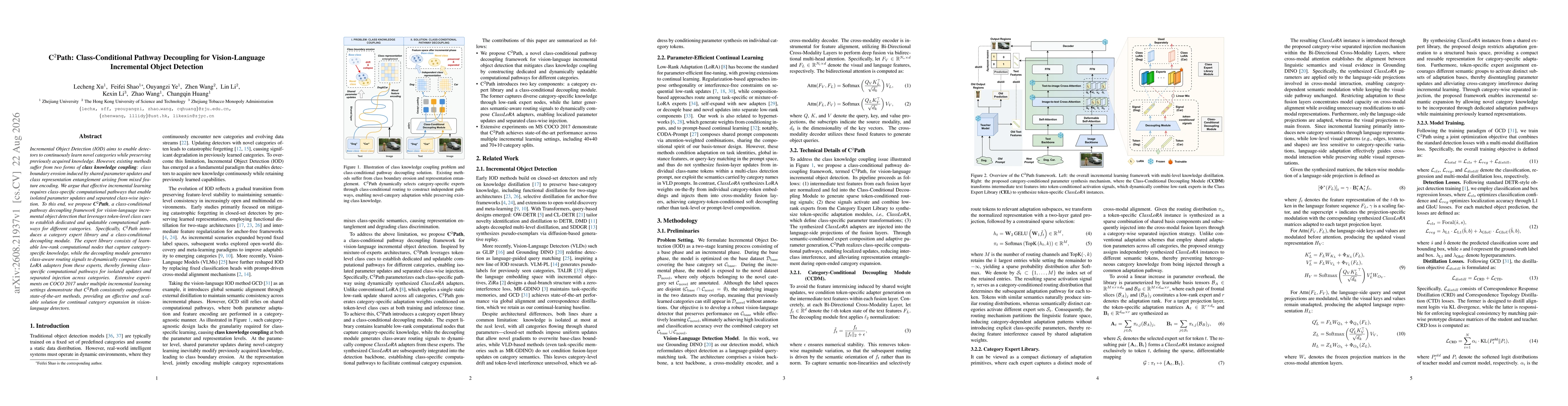 Thumbnail for C$^2$Path: Class-Conditional Pathway Decoupling for Vision-Language Incremental Object Detection