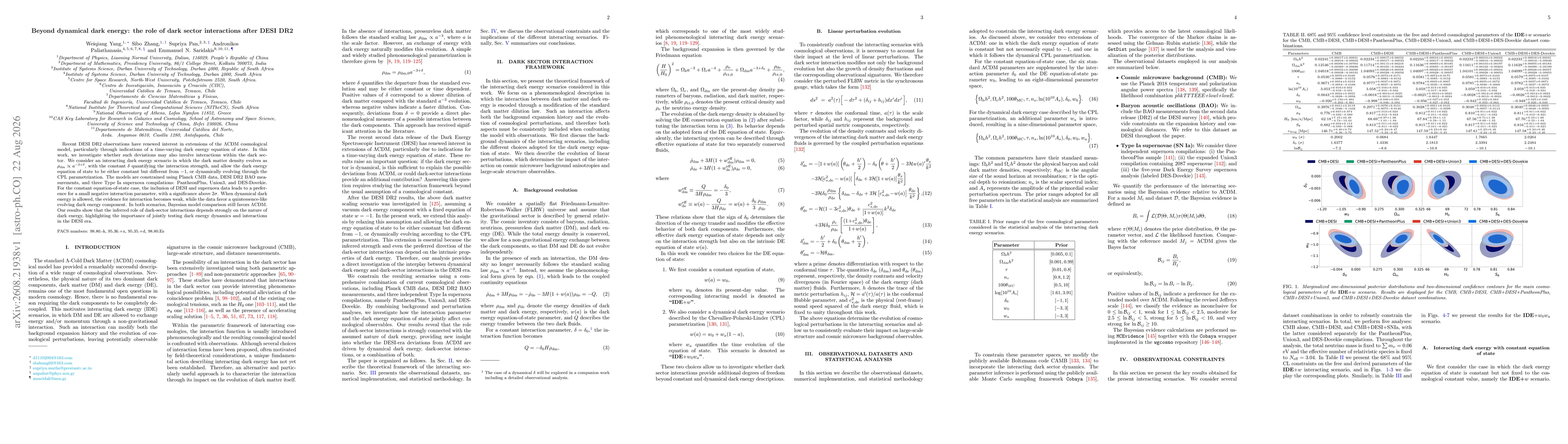 Thumbnail for Beyond dynamical dark energy: the role of dark sector interactions after DESI DR2