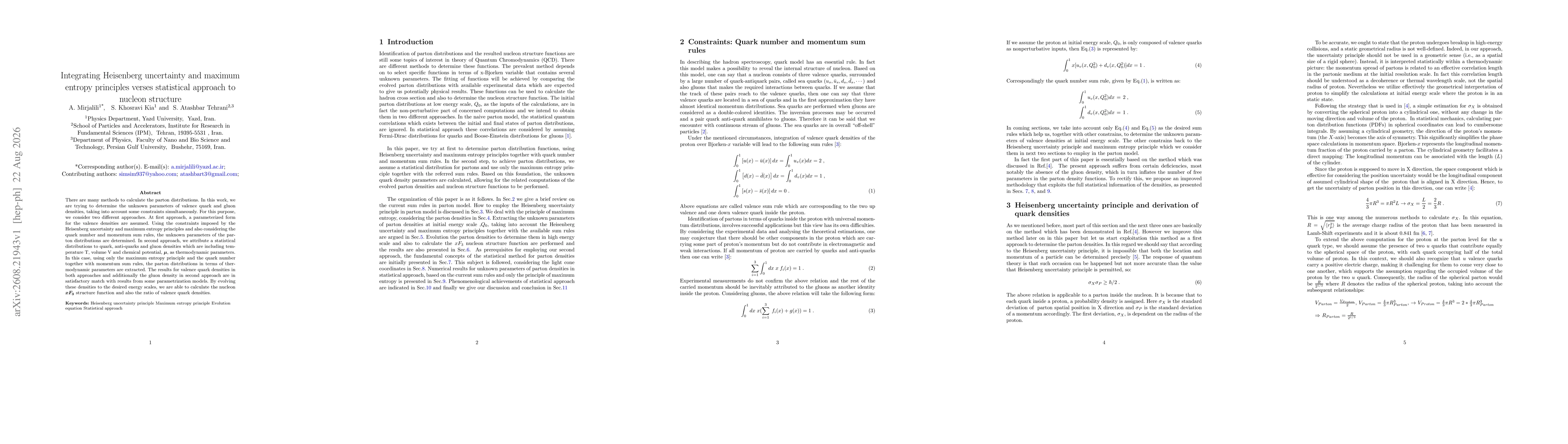 Thumbnail for Integrating Heisenberg uncertainty and maximum entropy principles verses statistical approach to nucleon structure