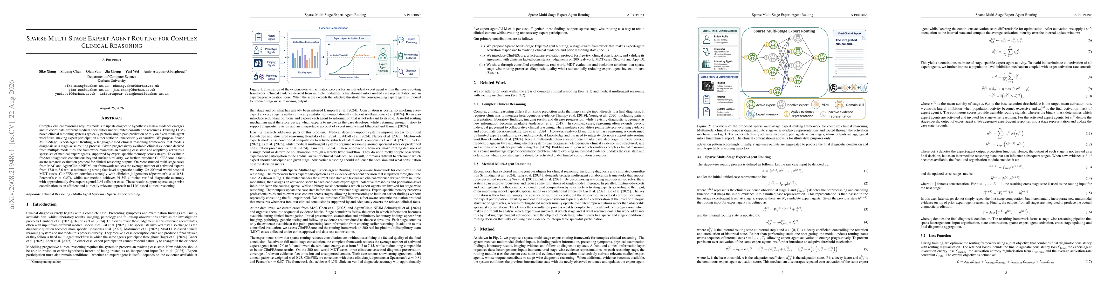 Thumbnail for Sparse Multi-Stage Expert-Agent Routing for Complex Clinical Reasoning