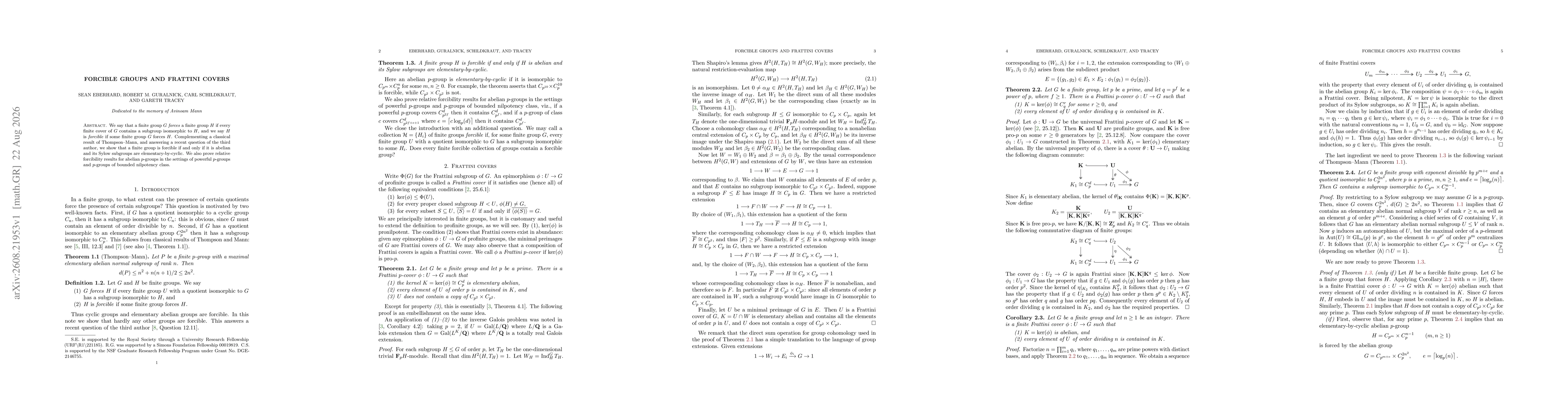 Thumbnail for Forcible groups and Frattini covers