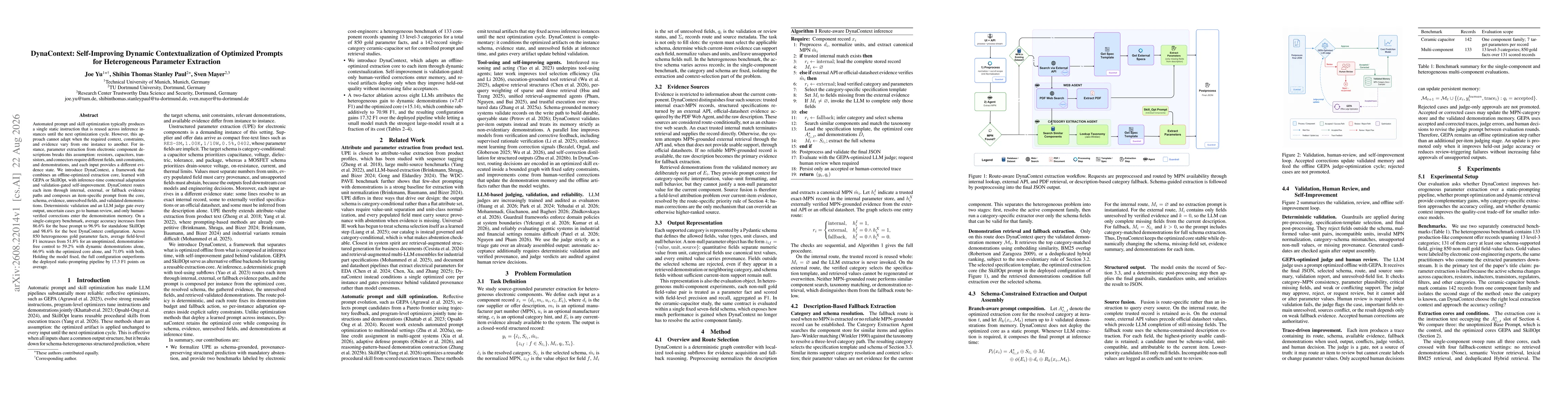 Thumbnail for DynaContext: Self-Improving Dynamic Contextualization of Optimized Prompts for Heterogeneous Parameter Extraction