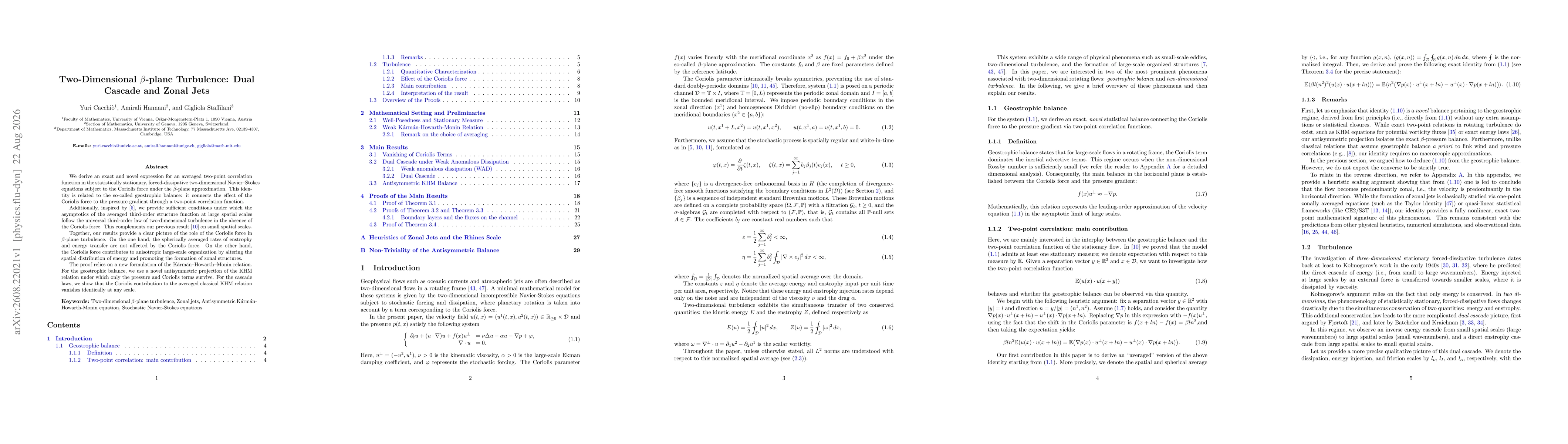 Thumbnail for Two-Dimensional $β$-plane Turbulence: Dual Cascade and Zonal Jets