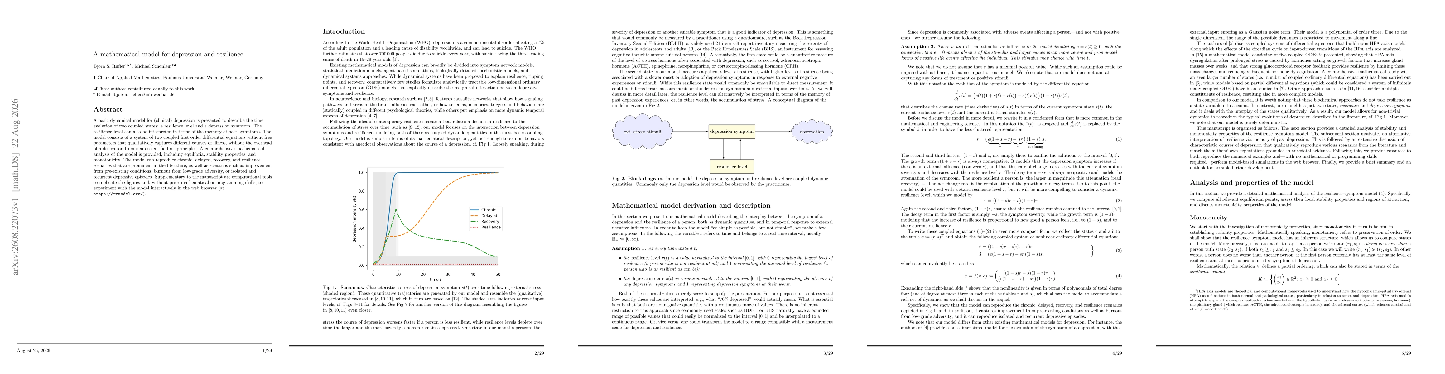 Thumbnail for A mathematical model for depression and resilience