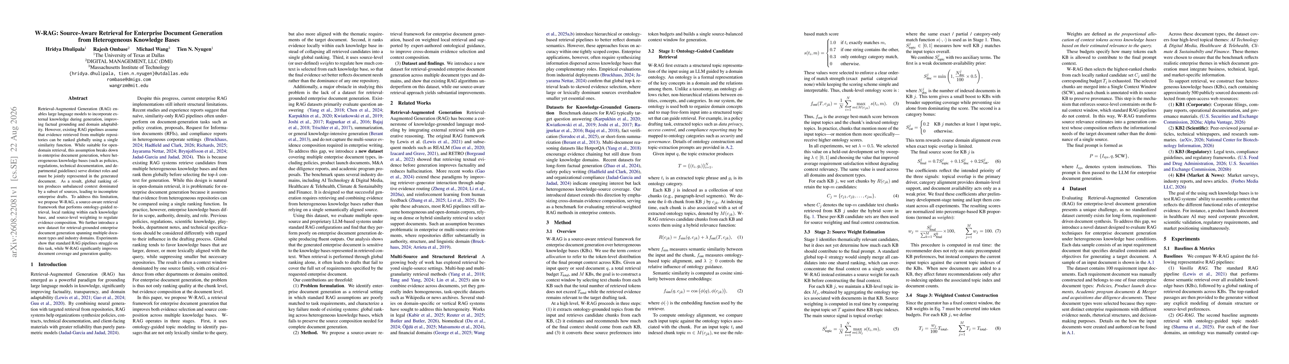 Thumbnail for W-RAG: Source-Aware Retrieval for Enterprise Document Generation from Heterogeneous Knowledge Bases