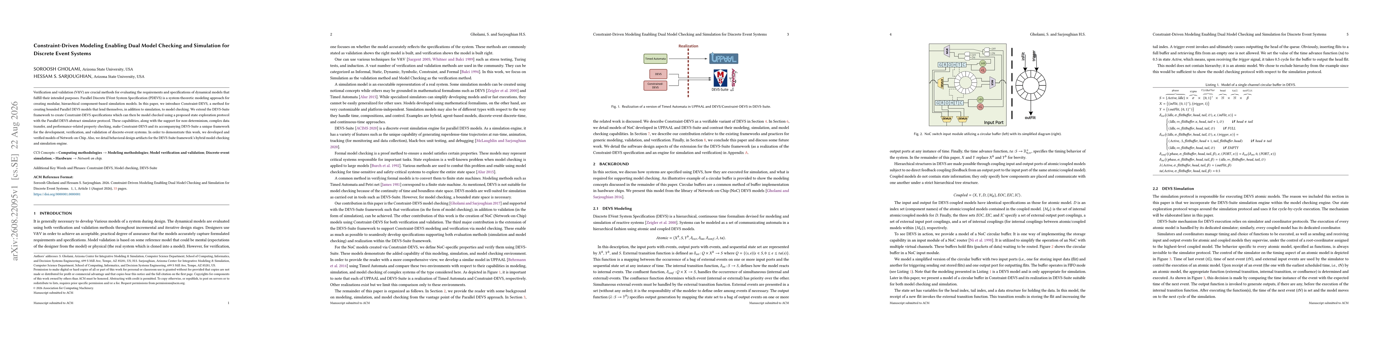 Thumbnail for Constraint-Driven Modeling Enabling Dual Model Checking and Simulation for Discrete Event Systems