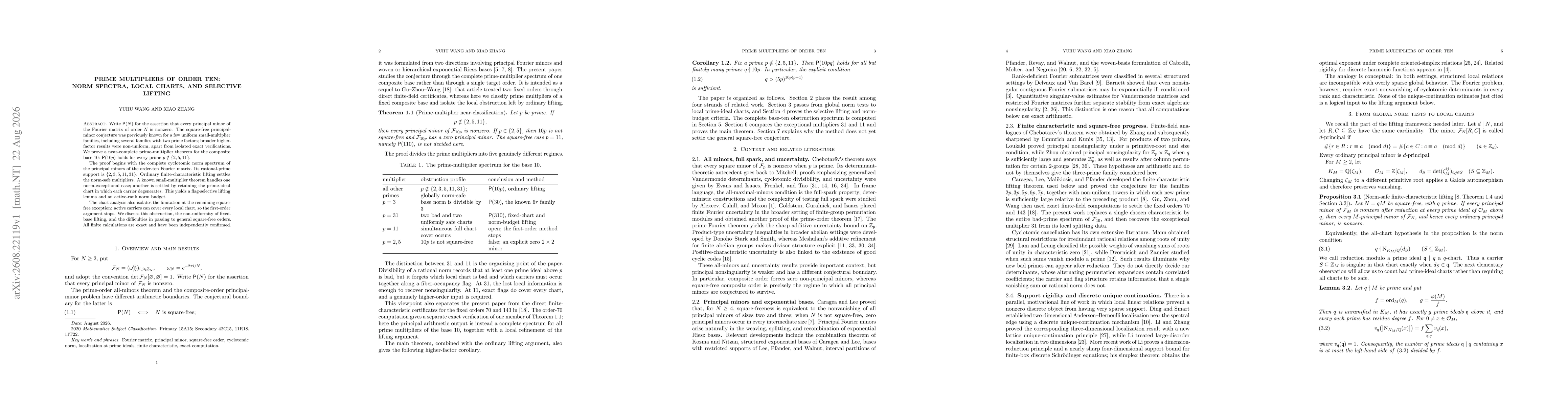Thumbnail for Prime multipliers of order ten: norm spectra, local charts, and selective lifting
