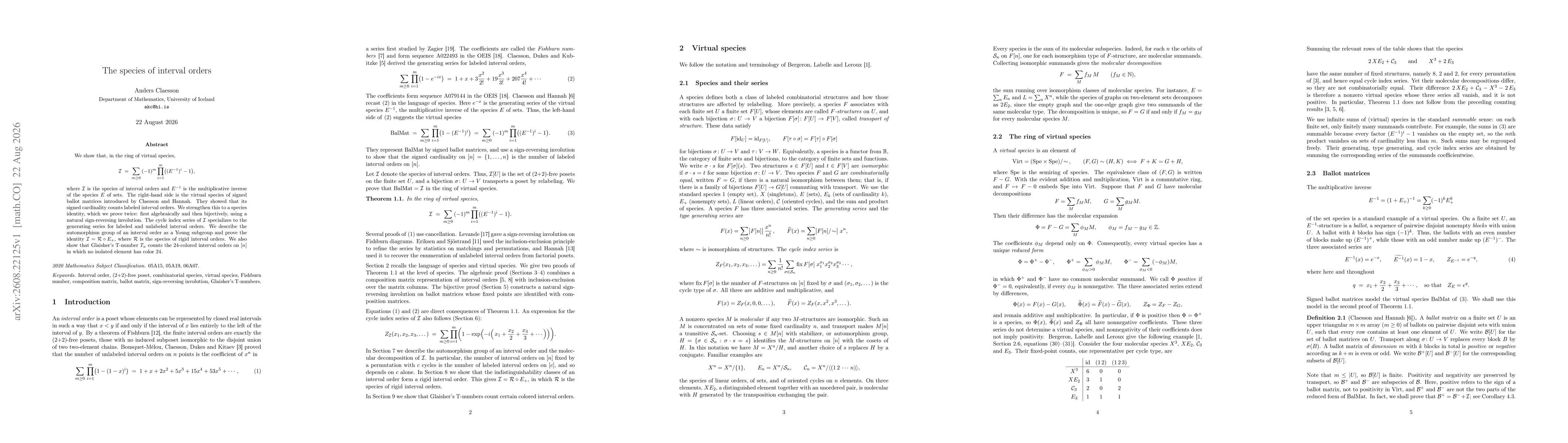 Thumbnail for The species of interval orders