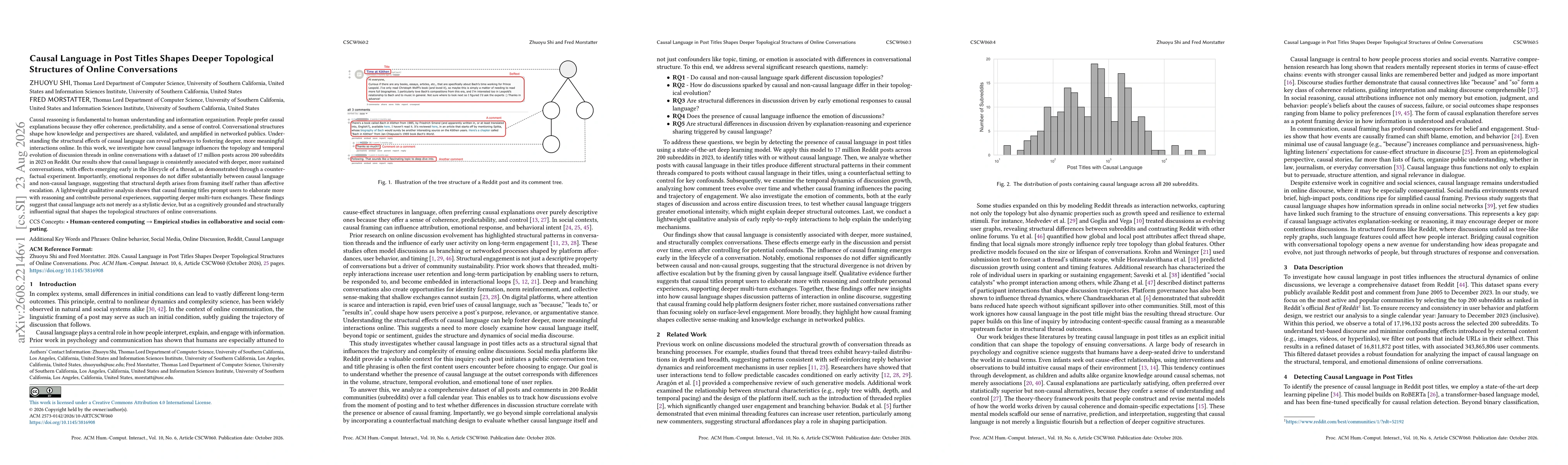 Thumbnail for Causal Language in Post Titles Shapes Deeper Topological Structures of Online Conversations