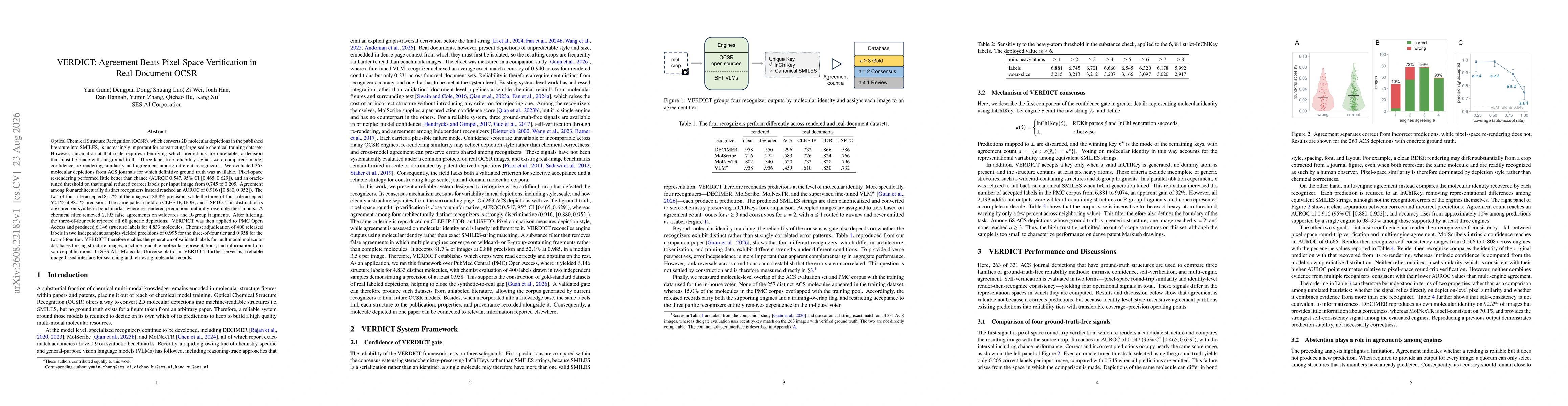 Thumbnail for VERDICT: Agreement Beats Pixel-Space Verification in Real-Document OCSR