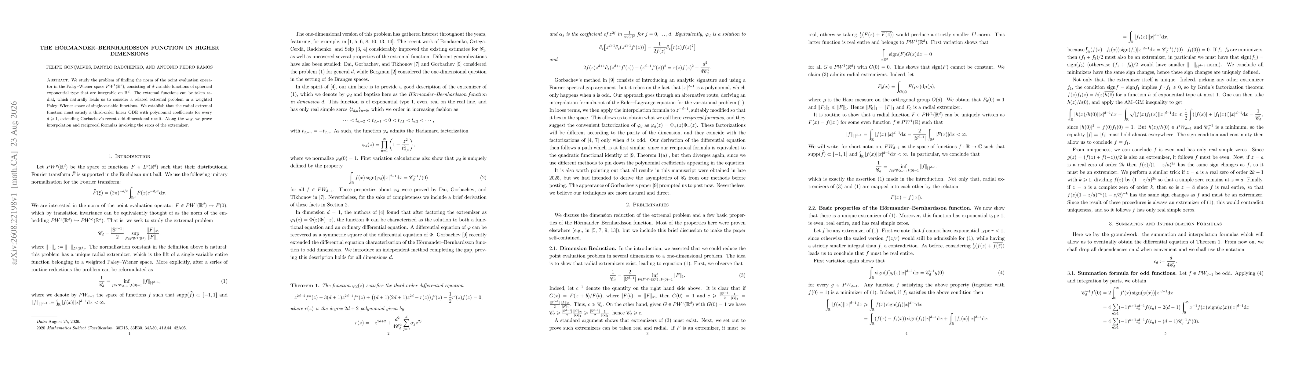 Thumbnail for The Hörmander--Bernhardsson function in higher dimensions